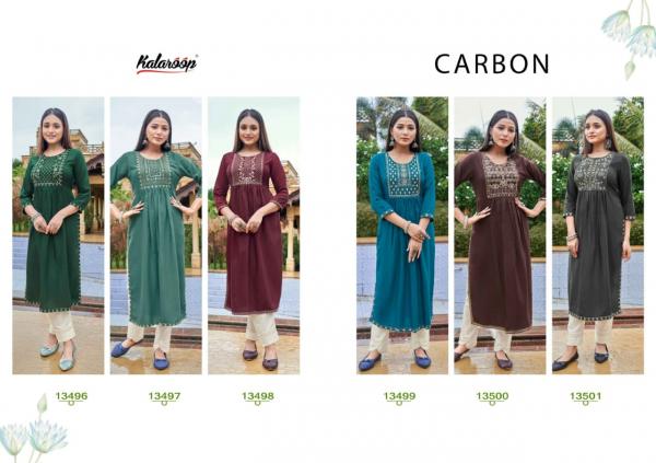 Kalaroop Carbon Fancy Rayon Embroidery Kurti Collection